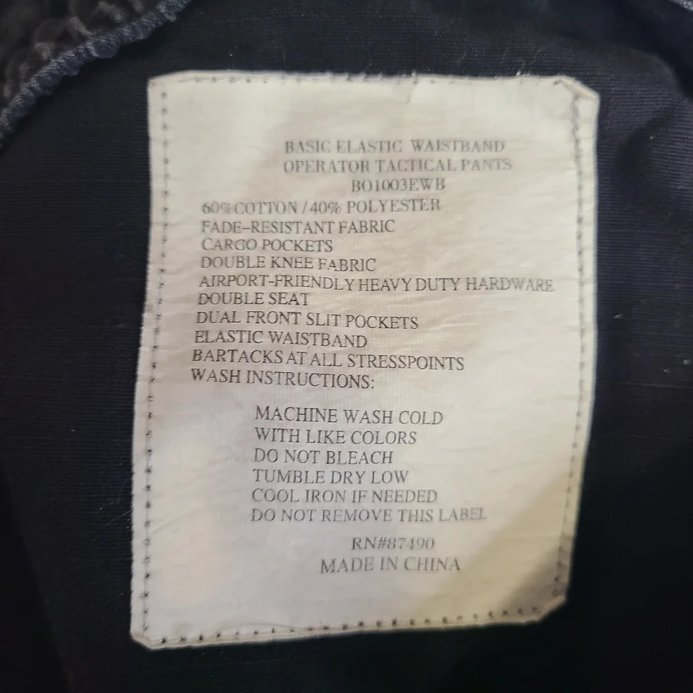 LA Police Gear Men's Elastic Basic Operator Cargo Pants Black